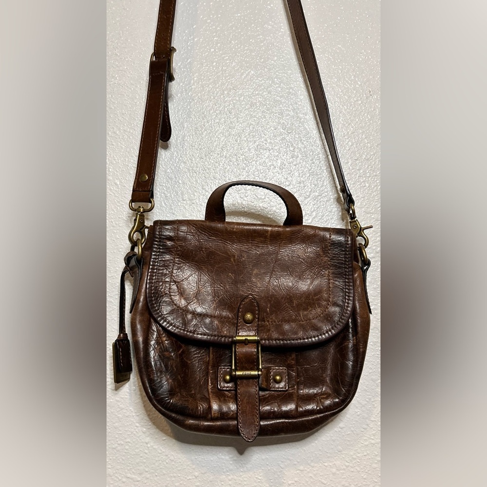 FRYE AND CO. Dark Brown Leather Satchel Crossbody Bag